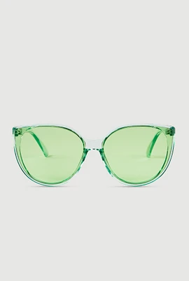 Womens Clear Frame Cat Eye Sunglasses, Green