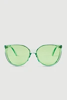 Womens Clear Frame Cat Eye Sunglasses, Green