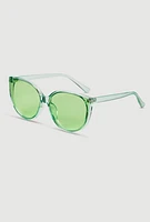 Womens Clear Frame Cat Eye Sunglasses, Green