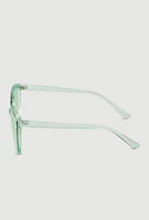 Womens Clear Frame Cat Eye Sunglasses, Green