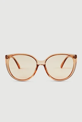 Womens Clear Frame Cat Eye Sunglasses, Brown