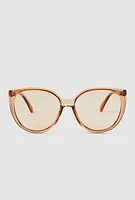 Womens Clear Frame Cat Eye Sunglasses, Brown