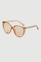 Womens Clear Frame Cat Eye Sunglasses, Brown