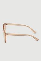Womens Clear Frame Cat Eye Sunglasses, Brown