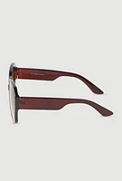 Womens Studded Ombre Lens Sunglasses, Brown