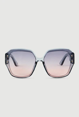 Womens Studded Ombre Lens Sunglasses, Multi