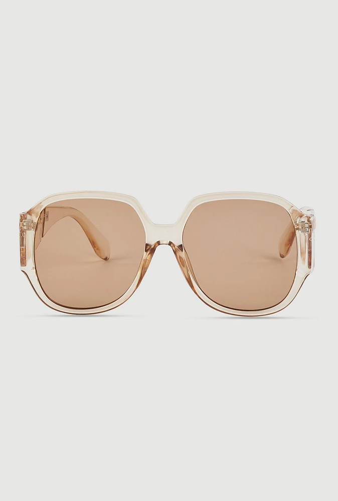 Womens Metallic Side Detail Sunglasses, Beige