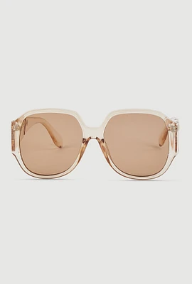 Womens Metallic Side Detail Sunglasses, Beige