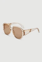 Womens Metallic Side Detail Sunglasses, Beige
