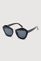 Womens Metallic Detail Cat Eye Sunglasses, Black