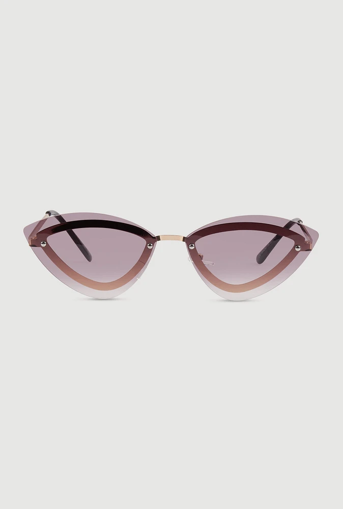 Womens Rimless Cat Eye Sunglasses, Purple