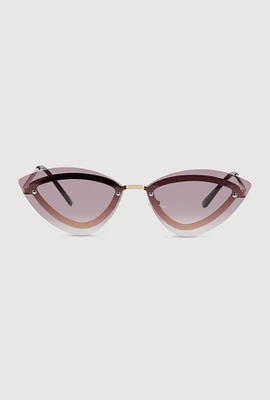 Womens Rimless Cat Eye Sunglasses, Purple
