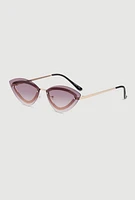 Womens Rimless Cat Eye Sunglasses, Purple