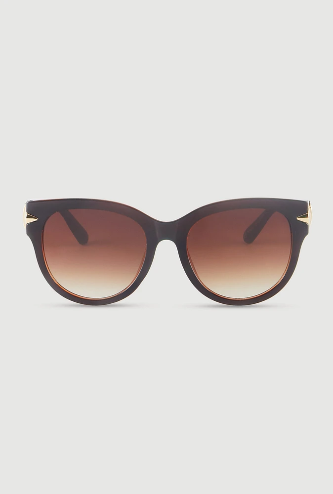 Womens Side Detail Ombre Lens Sunglasses, Brown