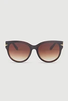 Womens Side Detail Ombre Lens Sunglasses, Brown