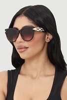 Womens Side Detail Ombre Lens Sunglasses, Brown