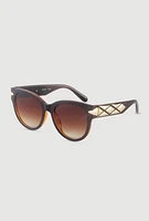 Womens Side Detail Ombre Lens Sunglasses, Brown