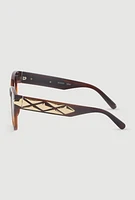 Womens Side Detail Ombre Lens Sunglasses, Brown