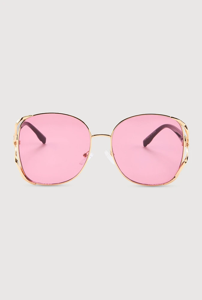 Womens Rhinestone Side Detail Oversized Sunglasses, Multi