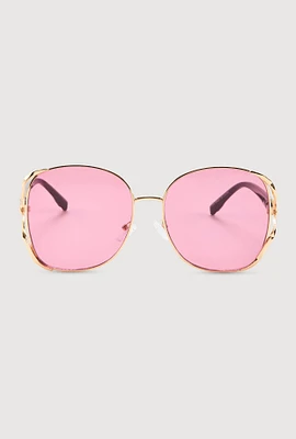 Womens Rhinestone Side Detail Oversized Sunglasses, Multi