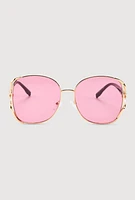 Womens Rhinestone Side Detail Oversized Sunglasses, Multi