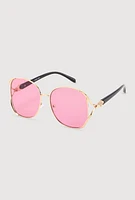 Womens Rhinestone Side Detail Oversized Sunglasses, Multi