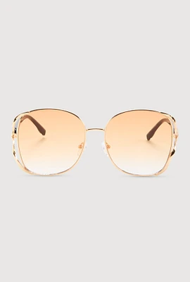 Womens Rhinestone Side Detail Oversized Sunglasses, Multi