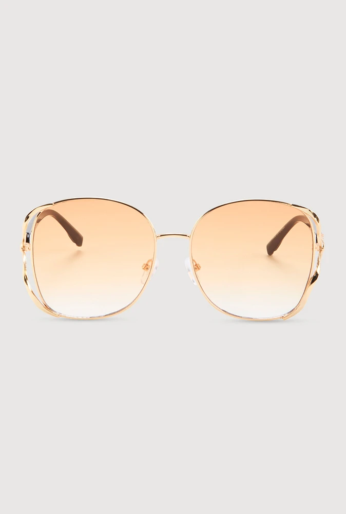 Womens Rhinestone Side Detail Oversized Sunglasses, Multi
