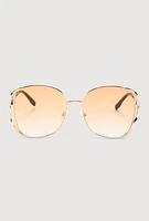 Womens Rhinestone Side Detail Oversized Sunglasses, Multi