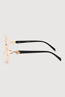 Womens Rhinestone Side Detail Oversized Sunglasses, Multi