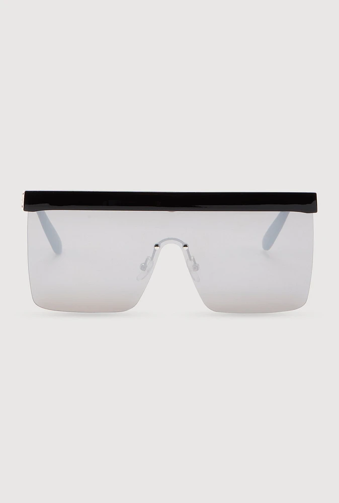 Womens Cut Out Arm Shield Sunglasses, Grey
