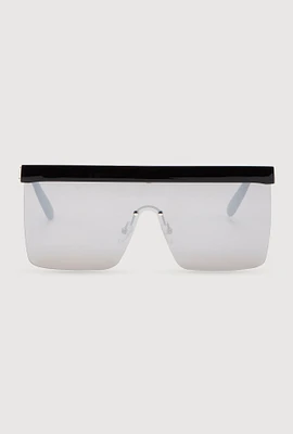 Womens Cut Out Arm Shield Sunglasses, Grey