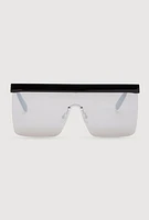 Womens Cut Out Arm Shield Sunglasses, Grey
