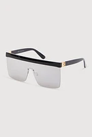 Womens Cut Out Arm Shield Sunglasses, Grey