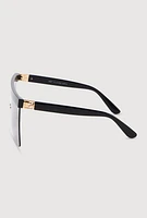 Womens Cut Out Arm Shield Sunglasses, Grey