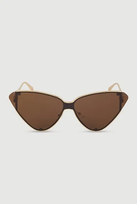 Womens Metallic Frame Cat Eye Sunglasses,