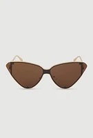 Womens Metallic Frame Cat Eye Sunglasses,