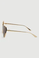 Womens Metallic Frame Cat Eye Sunglasses,