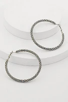 Womens Rhinestone Encrusted Hoop Earrings,