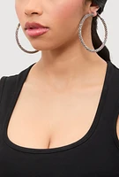 Womens Rhinestone Encrusted Hoop Earrings, Black