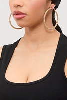 Womens Rhinestone Encrusted Hoop Earrings, Multi