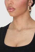 Womens Faux Pearl Rhinestone Hoop Earrings, Gold