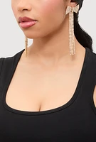Womens Bow Rhinestone Fringe Earrings,