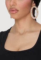 Womens Rhinestone Oval Drop Earrings, Multi
