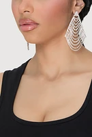 Womens Rhinestone Kite Dangle Earrings, Silver