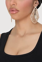 Womens Rhinestone Kite Dangle Earrings, Gold