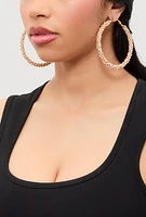 Womens Faux Pearl Rhinestone Encrusted Hoop Earrings, Gold