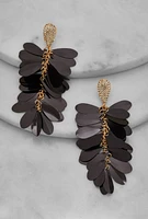 Womens Rhinestone Sequin Drop Earrings, Black
