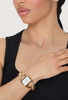 Womens Faux Leather Band Rhinestone Studded Watch, Brown