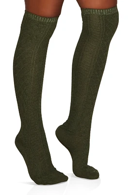 Womens Textured Knit Knee High Socks Size 9-11, Green, Size 9-11